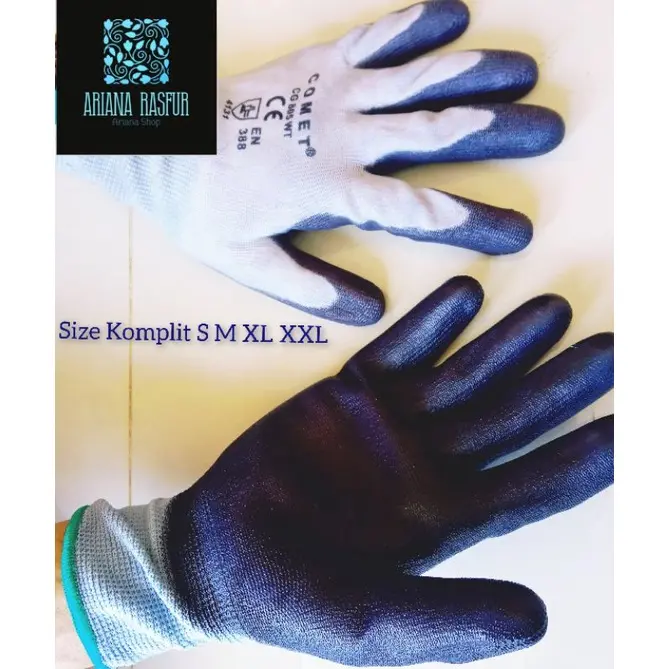COD 2 LUSIN=1KG Sarung Tangan Comet Fit Glove 12 Pasang / Sarung Tangan Nylon Pekerja Mekanik Motor Pertukangan Termurah 3