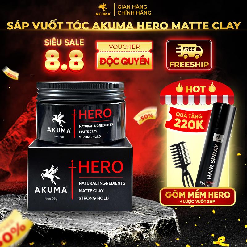 [ĐỘC QUYỀN LIVE] Sáp vuốt tóc AKUMA HERO Matte Clay 95g - Giữ nếp cực đỉnh, độ phồng cao, không bết.