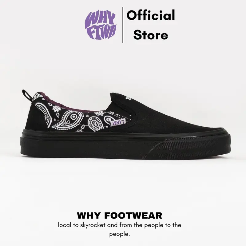 Sepatu Sneakers Casual Pria Wanita Why Footwear Slip On Batik Full Black 36-45 1