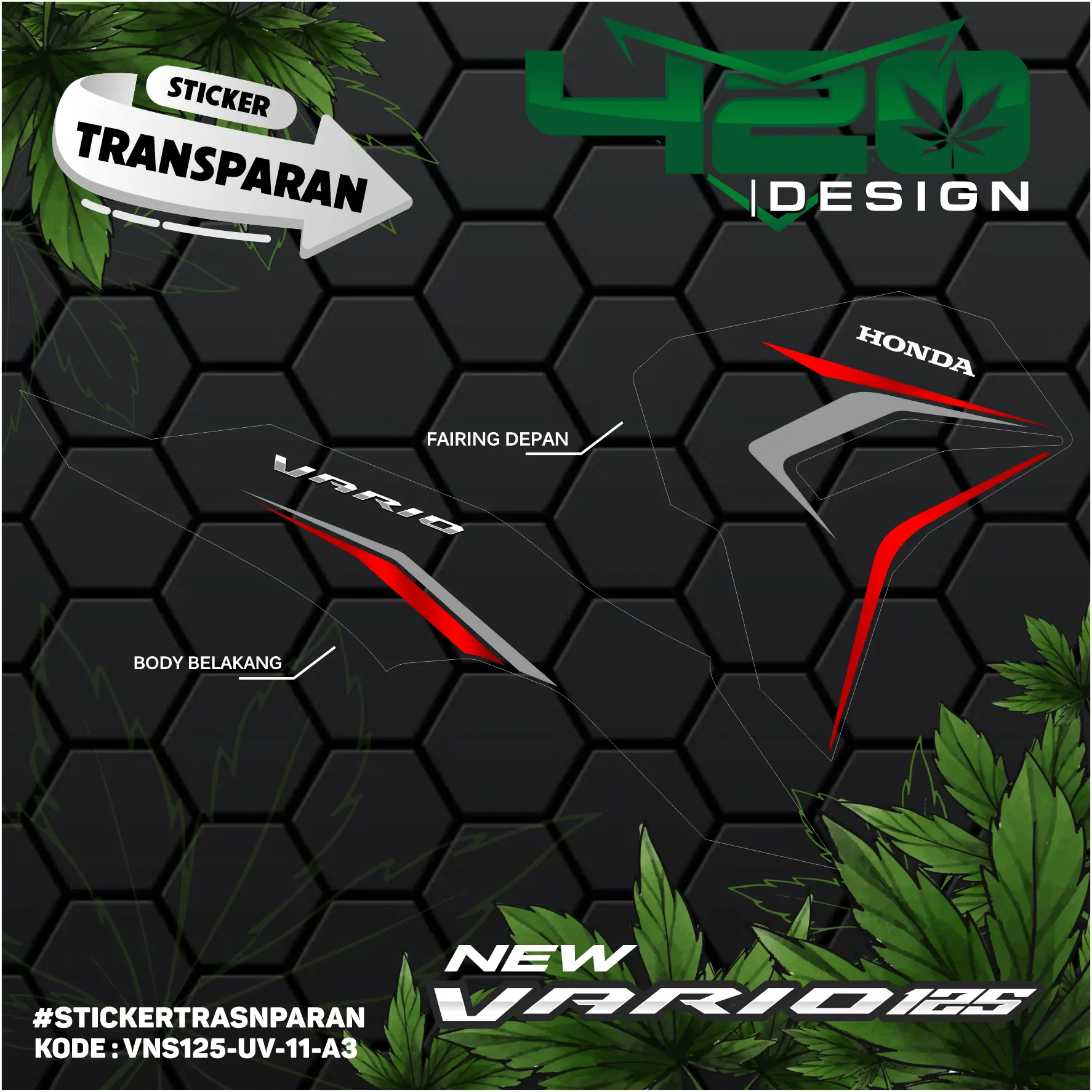 STIKER STRIPING SIMPLE VARIO 125 NEW 2023 MOTIF ORIGINAL - AKSESORIS STRIPING VARIO NEW 125 CUSTOM DESAIN - VNS125-UV