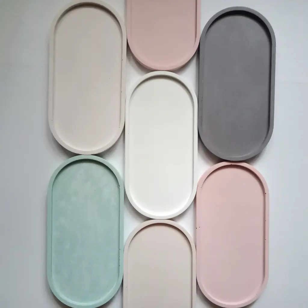 Coaster Oval Concrete P. 23 x L.11,3x T.1,6 cm /Hiasan rumah/ Tatakan gelas / Tatakan Skincare/ Perhiasan/ Tatakan pot kaktus/Tatakan tempat sabun/props photo /Dll