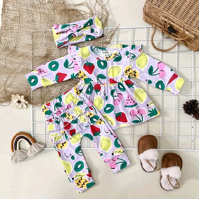 NCC- Usia New Born - 18 bulan Setelan Panjang Baby Perempuan ISVARA Free Headband Oneset Baju lengan panjang bayi Cewek Katun Bunga 5
