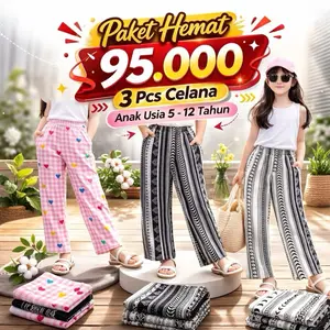 BEST SELLER Celana Anak 5-12 Tahun Paket 3 Pcs Adem Nyaman & Kekinian Hemat 95.000