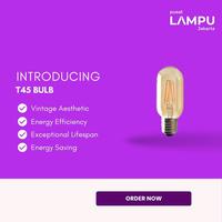 Gambar Lampu Bulb LED Edison Retro Vintage T45 4W / 4 Watt E27 - Warm White dari Pusat Lampu Jakarta Kota Administrasi Jakarta Pusat 1 Tokopedia