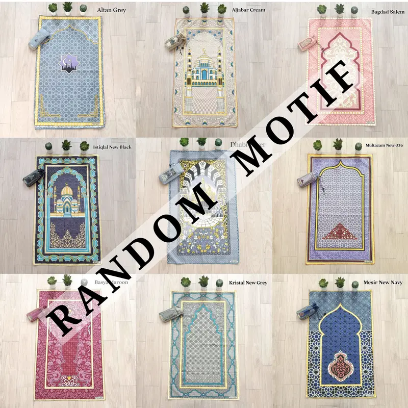 Sajadah Travel / Sajadah Souvenir Umroh Haji / Sajadah Ukuran 105 x 60 cm Turki Muslim Motif 1