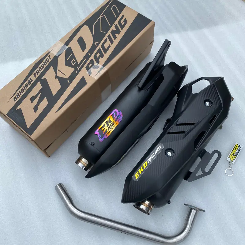 Knalpot Original EKD RACING moncong Shijiro emblem Gold untuk Motor Metik Vario beat scoopy nmax aerox pcx mio genio deluxe Aksesoris Besi Motorcycle Sepeda;cms;vario 0