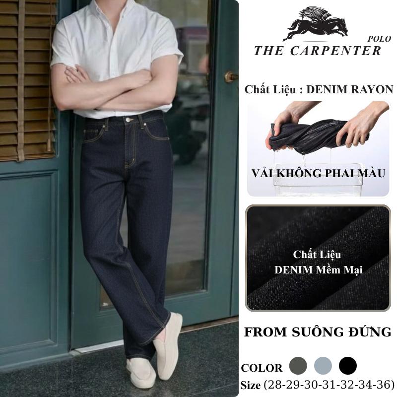 RAW DENIM The Carpenter - Quần jean nam Thêu ngựa 'Mã đáo thành công', From suông đứng vải Denim mềm mại