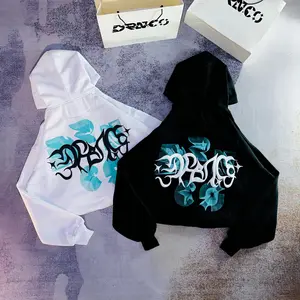 Hoodie BOXY DRN.CO GREEN BLEEND Sablon foaming bahan Flacee Premium HITAM dan PUTIH