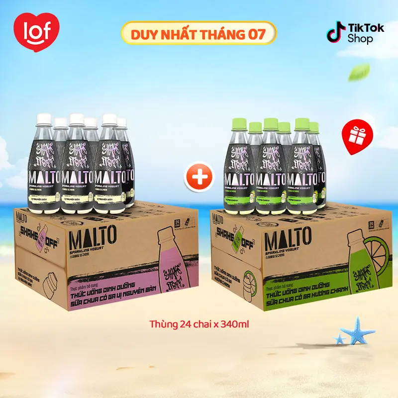 [TẶNG 1 THÙNG] MALTO Sparkling Yogurt MALTO Shake It Off sữa chua có ga vị nguyên bản (thùng 24 chai x 340ml)-LS 0