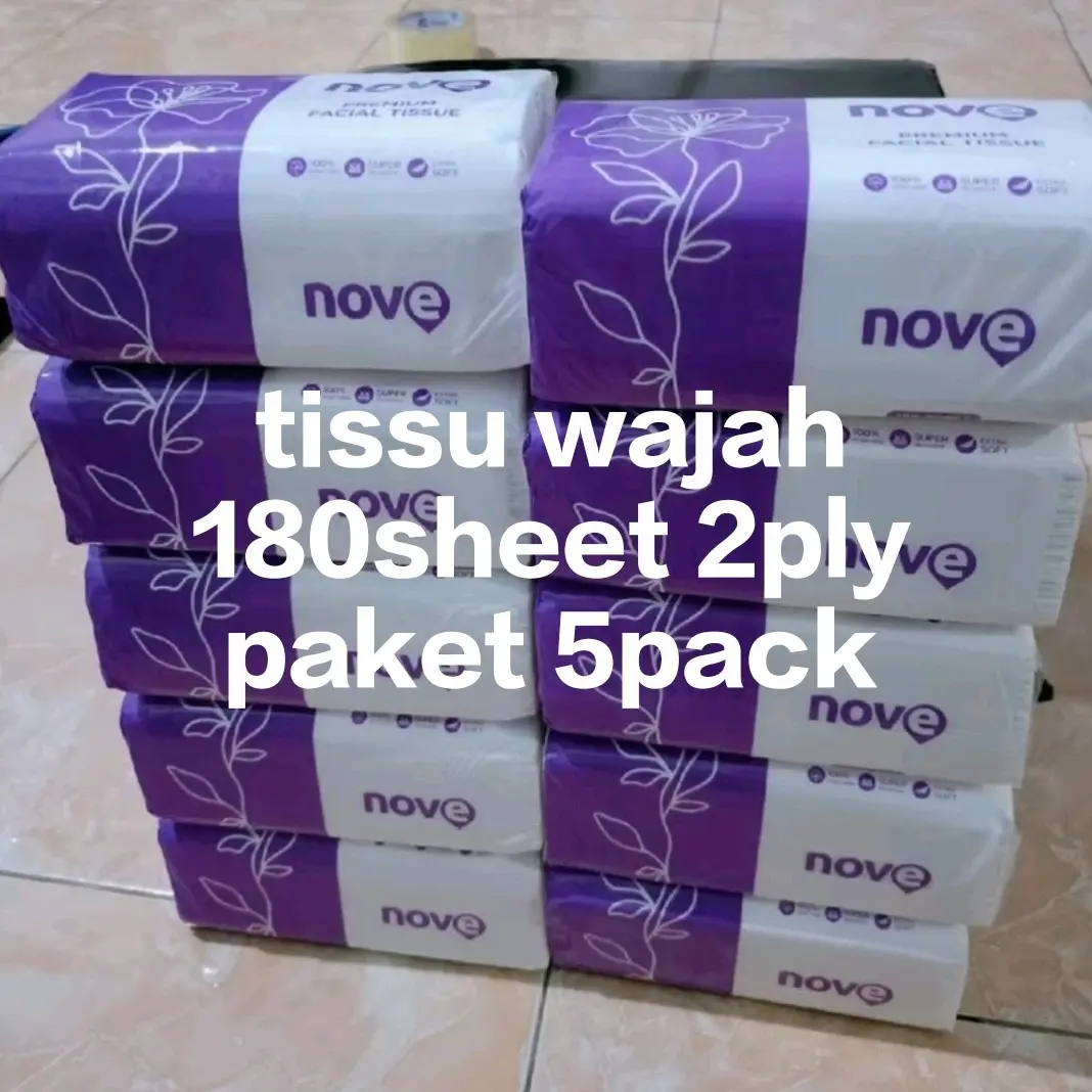 5pack paket tissu wajah nove 180sheet 2ply     lembut dikulit anti brudul