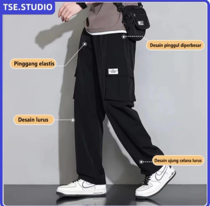 Celana Cargo Panjang Pria Korean Style Oversize Baggy Pants Pria Celana Trening Pria Big Size Celana Pria Loose 0