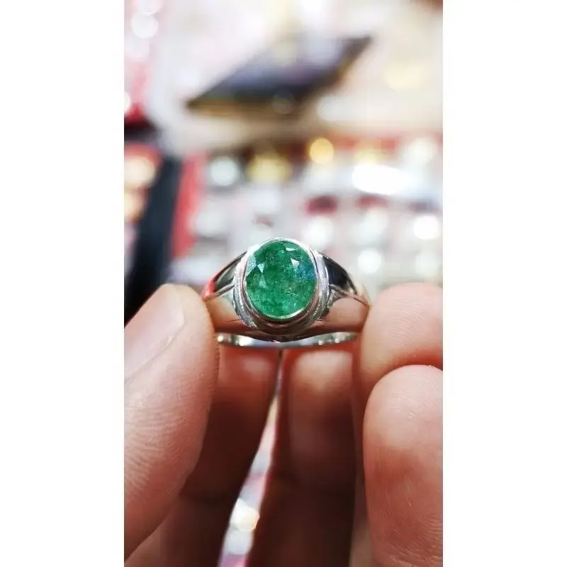 COD BAYAR DITEMPAT CINCIN PERMATA PRIA ZAMRUD COLOMBIA ASLI RING TANAM TITANIUM