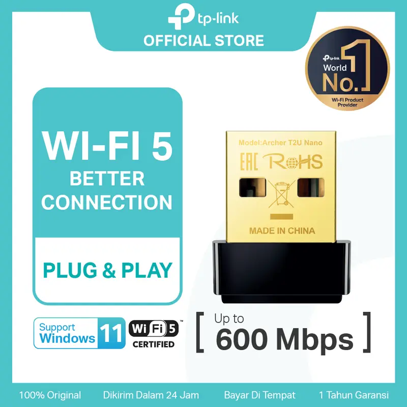 TP-Link Archer T2U Nano |  AC600 Dual Band | Nano Wireless USB Adapter | WiFi Dongle | Plug & Play 0