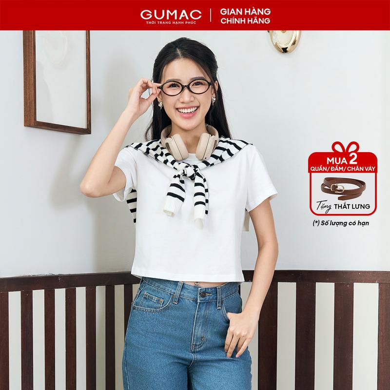 MUA 2 GIẢM THÊM 5% Áo thun nữ trơn form lửng cơ bản hồng trắng be đen cotton thoáng mát thời trang GUMAC LATE1113