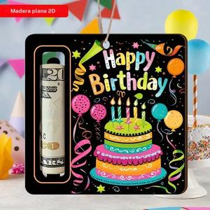 Recipiente para dinero de cumpleaños, regalo creativo con frases de “Feliz cumpleaños” y patrones de pastel y globo, regalo sorpresa para familiares y amigos #TOP PICKS