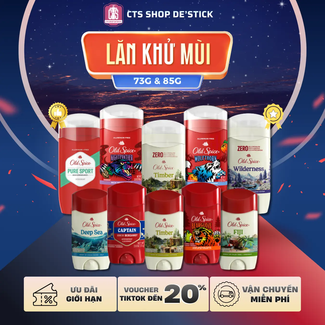 Old Spice Sáp Khử Mùi 73/85g - Khử Mùi Hôi Hỗ Trợ Giảm Tiết Mồ Hôi Mùi Hương Đa Dạng Cho Nam Và Nữ CTS01