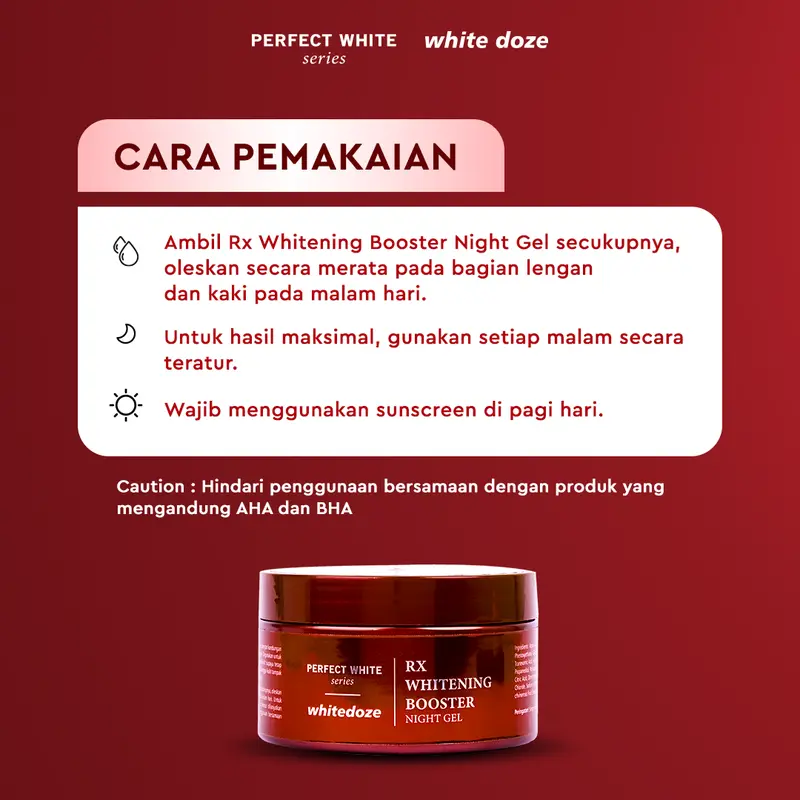[BUY 2 GET 5] [Free Tone Up Mist + 2 Sachet Snow White] PERFECT WHITE RX Whitening Booster Night Gel + Advanced 10X AHA Body Serum | Perawatan HB Pencerah Kulit Kaki Tangan Mencerahkan Tubuh Kusam Lotion Malam Niacinamide, Alpha Arbutin 4