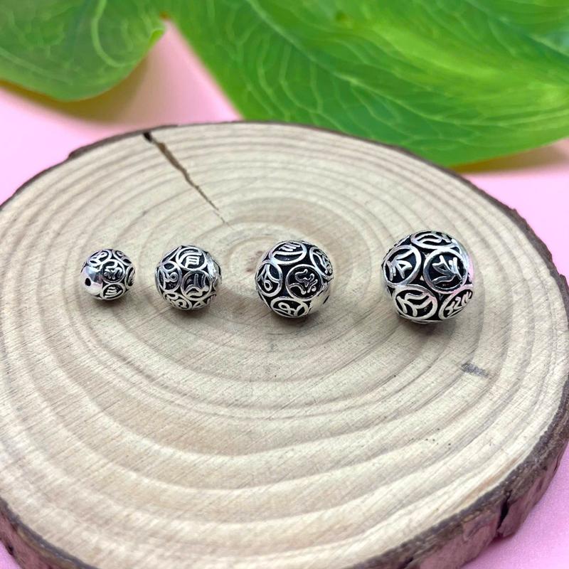 Charm bạc thái bi tròn khắc hoa văn - Charm Bạc 925 - Mã CA101