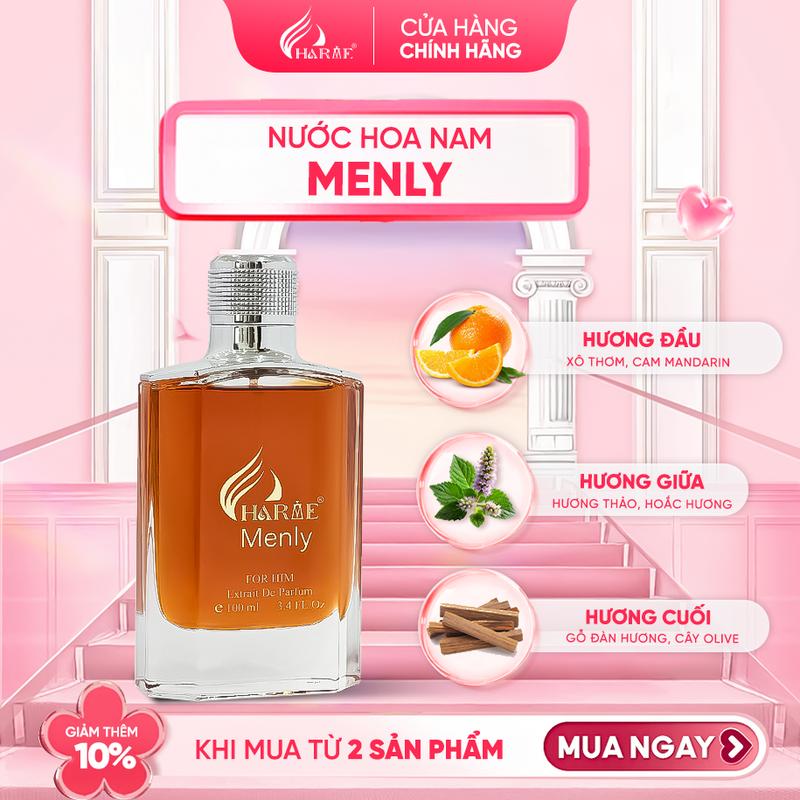 Nước hoa nam Charme MENLY 100ml hương gỗ cây phong cách nam tính lịch lãm