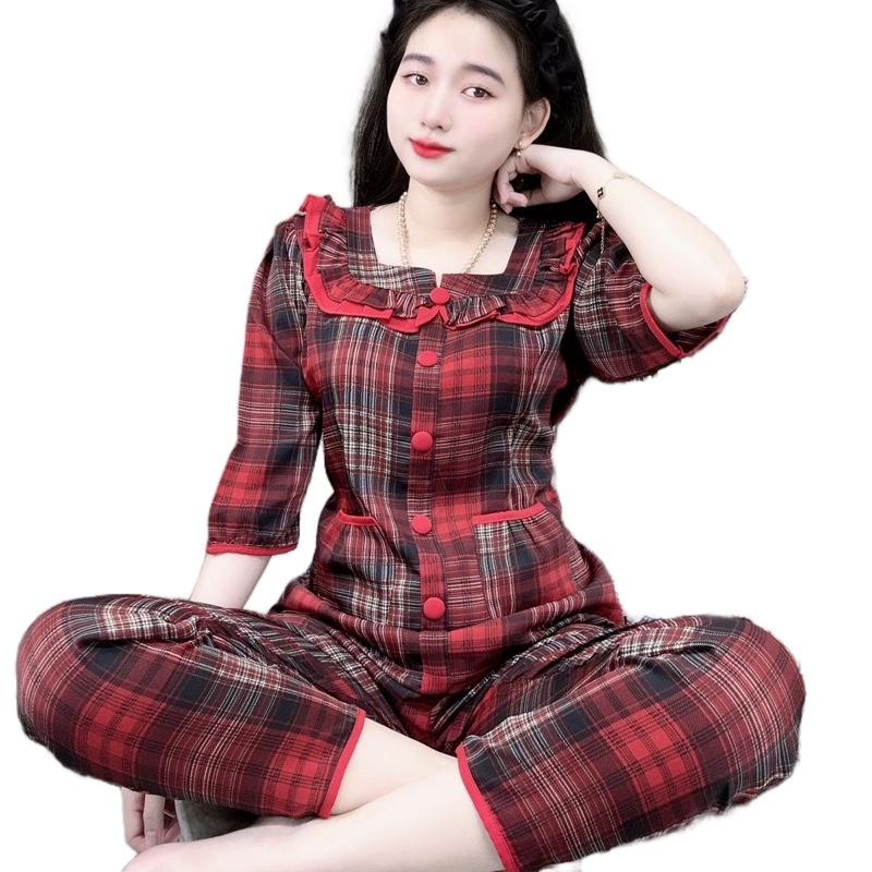 [ QUẦN DÀI ]  Đồ bộ thiết kế nữ , cổ bèo tiểu thư tay lỡ có túi tiền Ong Women Top