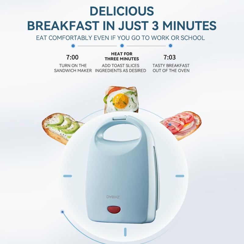 Pembuat Sarapan Sandwic, Pembuat Sandwic Mini, dengan Plat Tidak Melekat, Reka Bentuk Padat 2