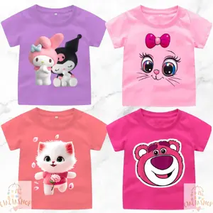 Paket Hemat 4PCS Kaos Anak Perempuan Kuromi Usia 2-16 Tahun Unisex