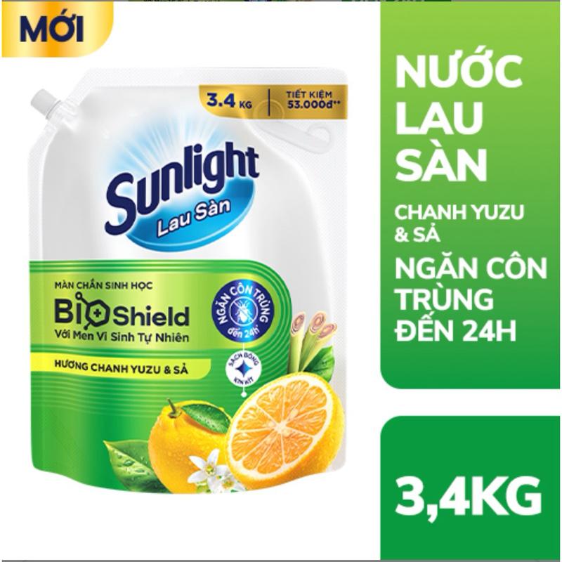 Sunlight Nước Lau Sàn BioShield 3.4kg Mùi Chanh Yuzu & Sả Ngăn Côn Trùng 24h Bảo Vệ Sàn Nhà Hiệu Quả