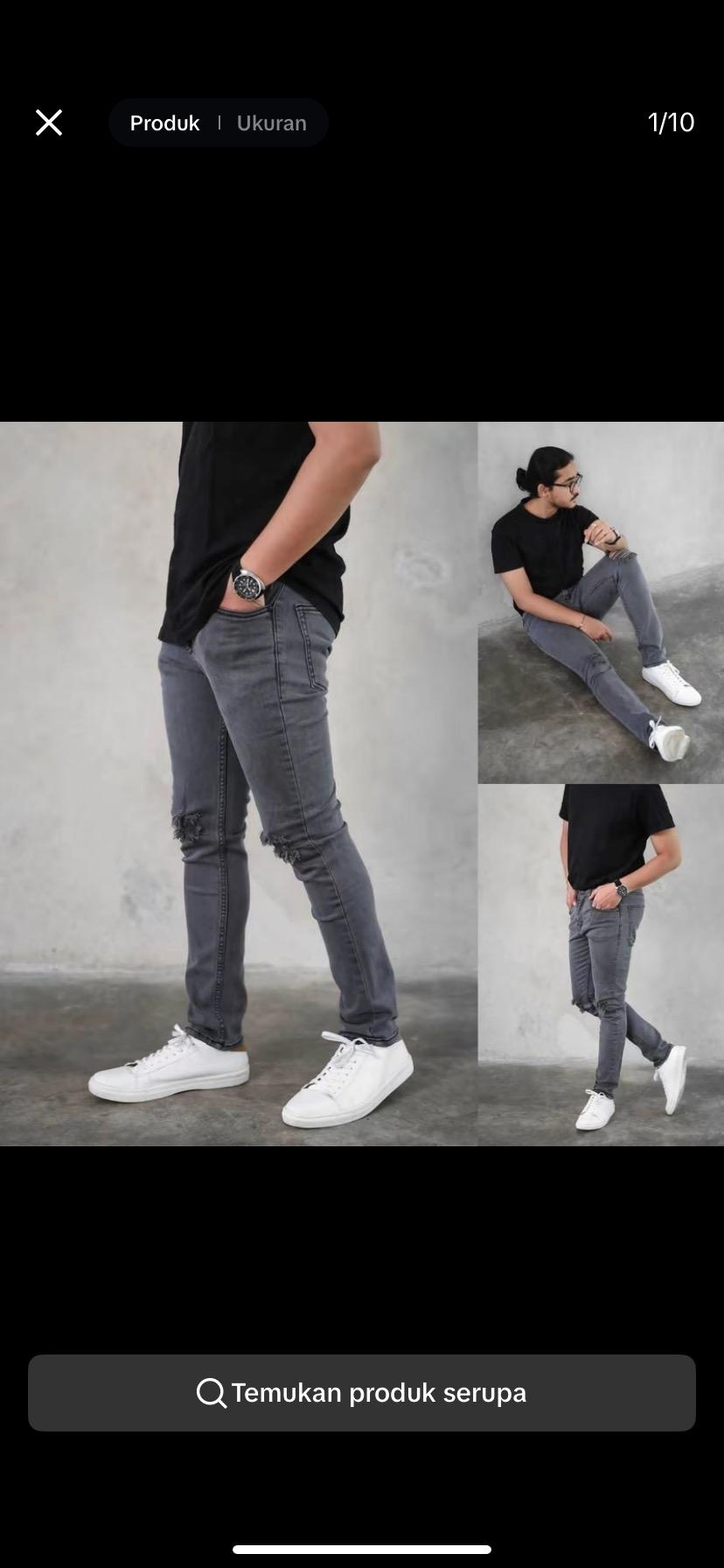 Celana Jeans Panjang Sofjeans Abu Sobek Lutut Pria 28-33 Denim Slimfit Stretch Distro Cowok Dewasa