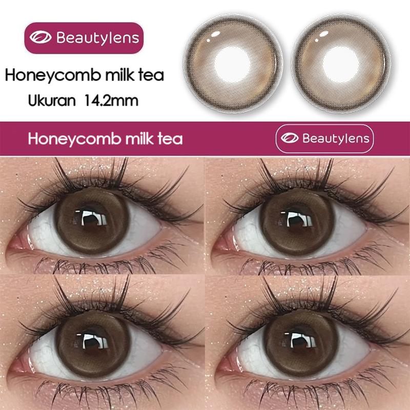 Honeycomb milk tea Beautylens Softlens Black Natural eye Color Contact lens 14.2MM Lenses Lensa 6 months Soflen