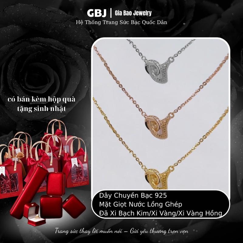 Dây Chuyền Bạc LM Giọt Nước Lồng Ghép Hình Tròn Nhẹ Nhàng Dành Cho Nữ GBJ1570