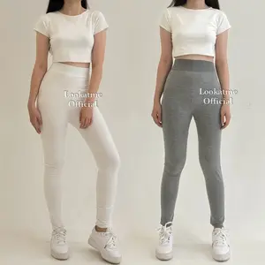 Legging Polos Premium Tebal Pinggang Highwaist Elastis Melar Fit to S-XXL Jumbo Panjang Celana Wanita Nyaman