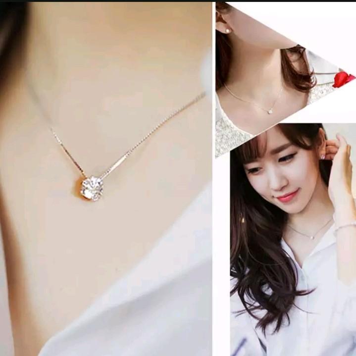 kalung wanita titanium mata satu silver terlaris best seller Kulit Emas Perak 2