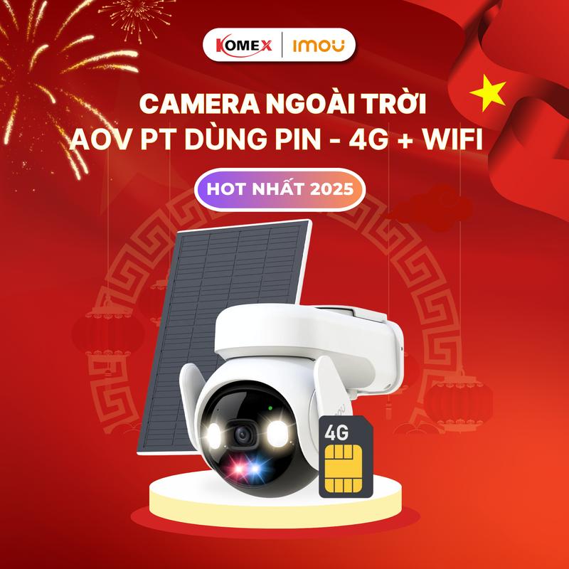   Hot nhất  Camera không dây Imou Cell AOV PT 4G & WIFI IPC-B7ED 5MP 3K dùng pin năng lượng mặt trời tới 20 ngày Hỗ trợ Sim 4G & Wifi Không cần dây kết nối - Imou Komex Store 