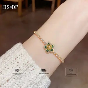 HS.DP-Gelang wanita penuh zircon mikro berkilau, desain mewah dengan bunga jaring merah anggun, bisa disesuaikan, sangat elegan dan bercahaya.