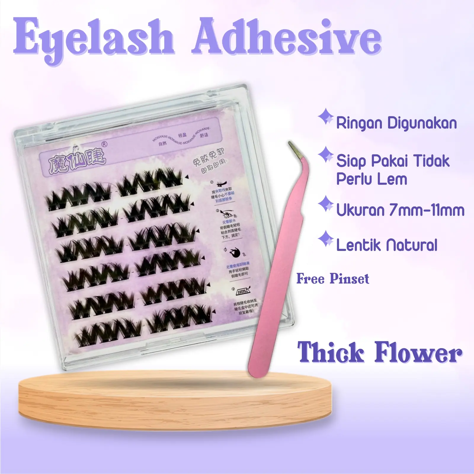 EYELASH EXTENSION BULUMATA PALSU TANPA LEM ( GLUE FREE ) Model THICK FLOWER 3D VOLUME TEBAL LOOK WINGED CAT EYE Eyelashes Fake Lashes Full Strip Lashes MUA WISUDA PESTA PERNIKAHAN BOLD LOOK LATINA MAKE UP RUSSIAN MUA