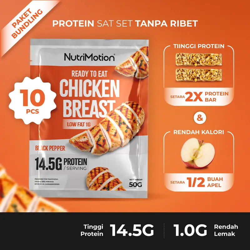 (Coach) Nutrimotion - Chicken Breast - Dada Ayam Siap Makan Tinggi Protein - Cemilan Sehat yang Rendah Lemak 0