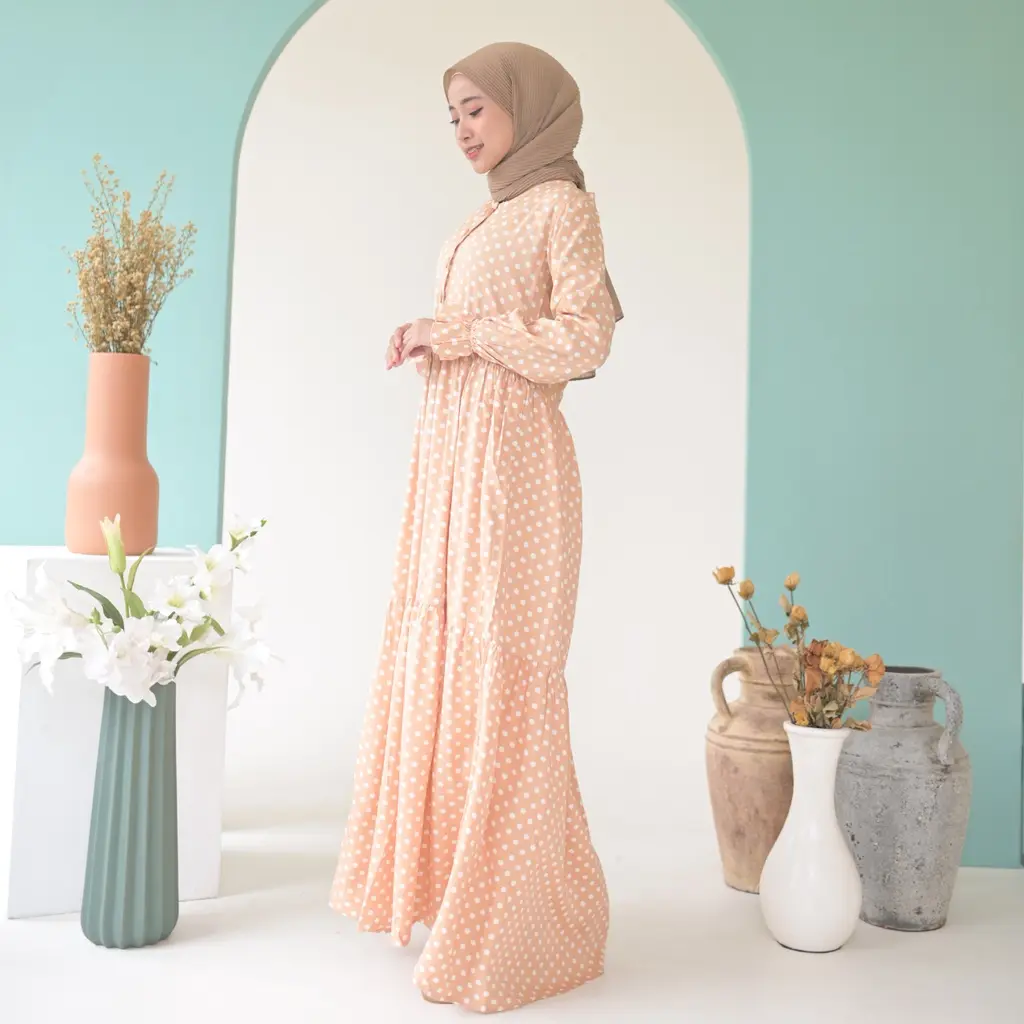NEW RILLEY - Gamis Polkadot Azura | Dress Rayon Terbaru | Fashion Muslim Syari Wanita