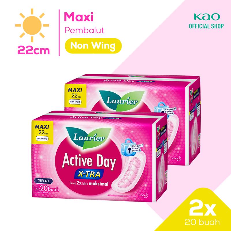 Laurier Active Day Maxi 20s Twinpack - Pembalut Non Wing 22cm 0