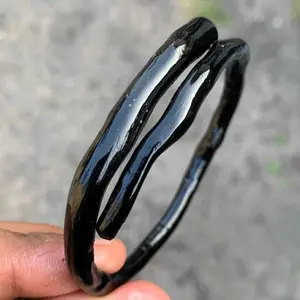 Gelang Akar Bahar Hitam Polos Natural Size Kantoran