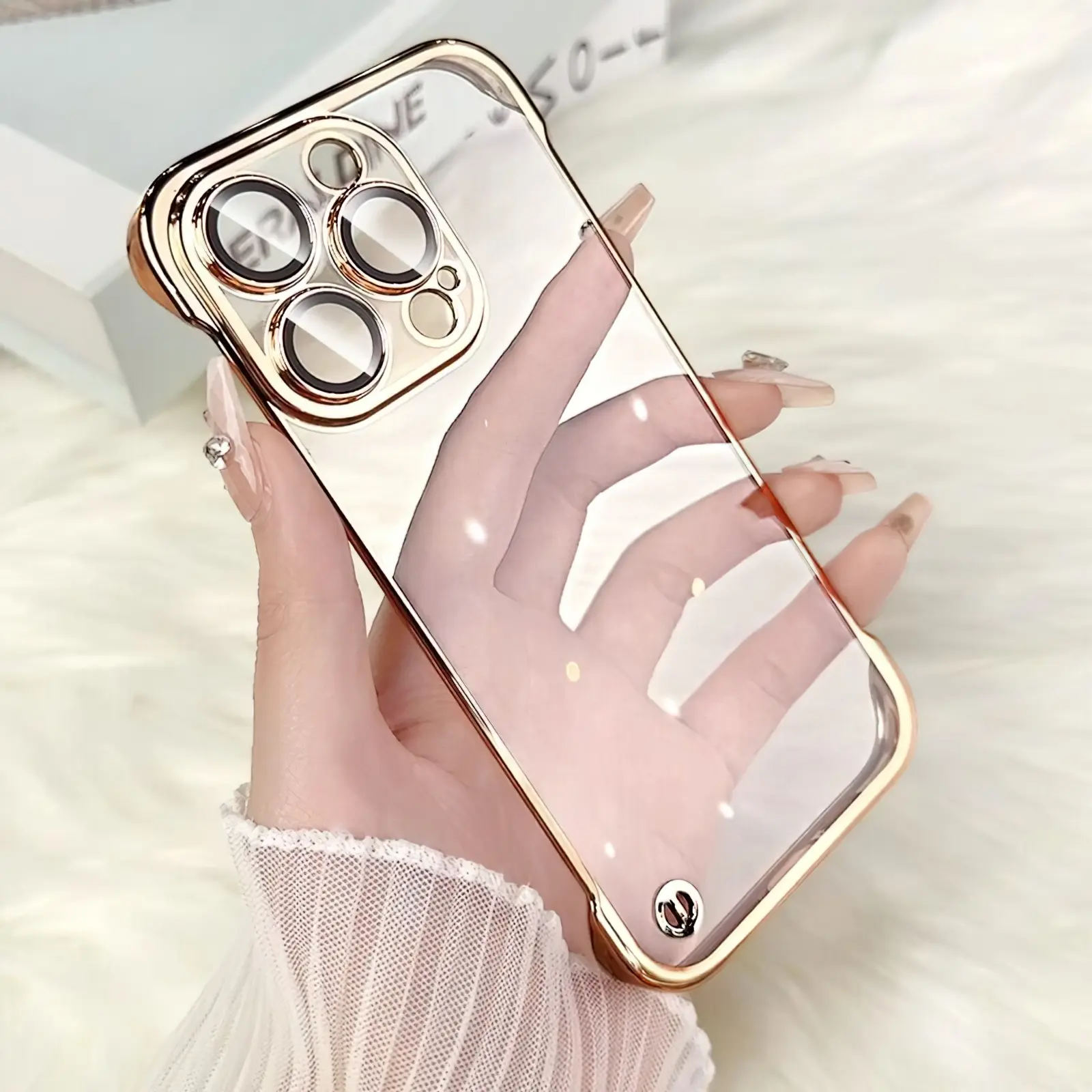 Ốp Điện Thoại Cứng Trong Suốt, Mạ, Dành Cho iPhone 17pro 17promax 16pro 16promax 15promax 14promax 13promax 12promax 11promax  11 12 13 14 15 16 17 17Air Pro Max Plus promax, Chống Sốc, Có Bảo Vệ Ống Kính, Ốp Điện Thoại PC Và Vỏ Điện Thoại  không ố vàng