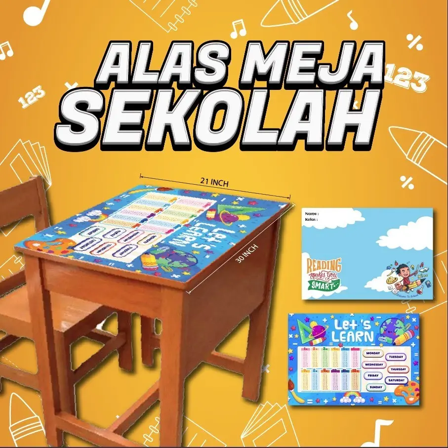 Alas meja murid sekolah penutup meja sekolah set keceriaan kelas school table cover table cloth stationery