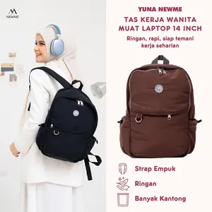 YUNA -  Backpack Tas Kerja Wanita, Muat Laptop 14 Inch,  Ringan, Banyak Kantong  untuk Daily Office