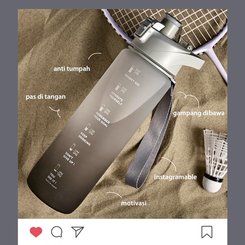 BISA COD Botol Minum 1 Liter Tutup Flip Botol Air Motivasi 1000ml Premium Anti Bocor BPA FREE  Bottles 1
