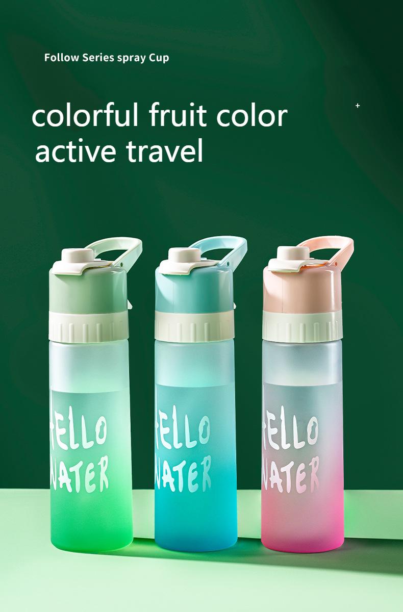 Product Introduction of Sports outdoors Water Bottles Kitchenware Spray Water Cup Large-capacity Men and Women Sports Food Grade Student Cooling Portable Kettle Jet Water Spray Cup Drinking Cup 2