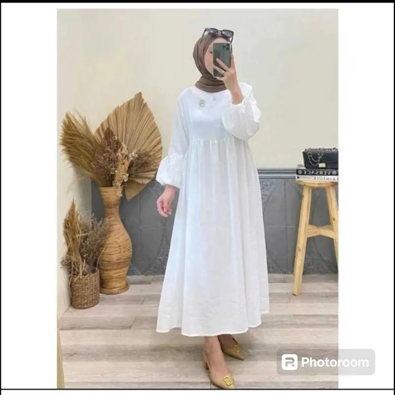 Midi Cringkel Airflow Long Tunik Wanita Muslim Dress Panjang - Busui 6