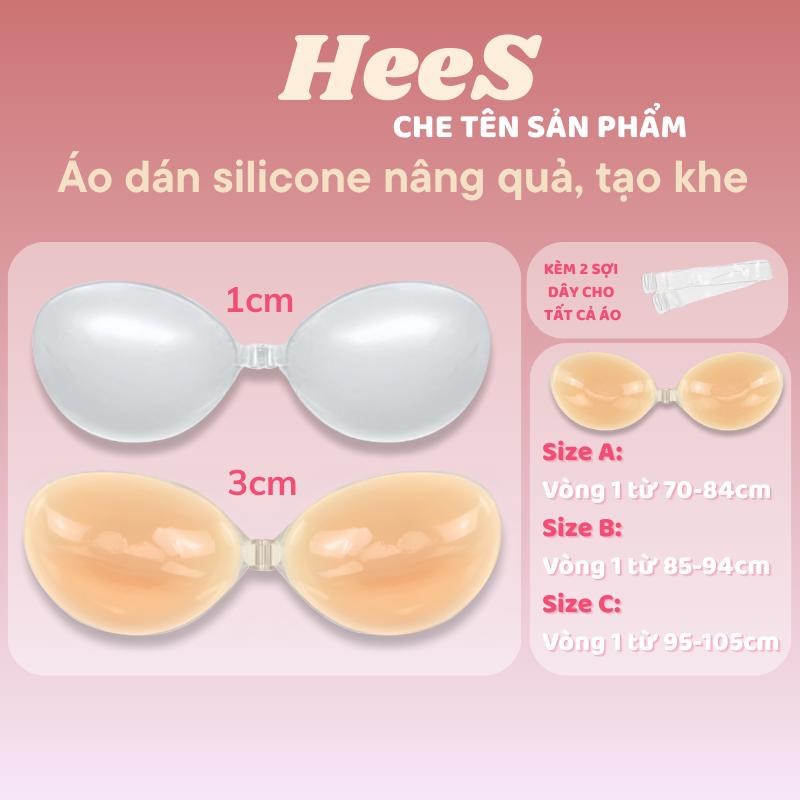 [Kèm dây] HEES Bra - Áo Dán Nâng Silicone Cài Trước HEES Bra 4950 Bra Nữ Women Kem Kaki - Size A, Size B - Chất Liệu Silicone Đúc Nguyên Khối - Kèm Dây 1cm & 3cm - Bảo Hành 1 Đổi 1