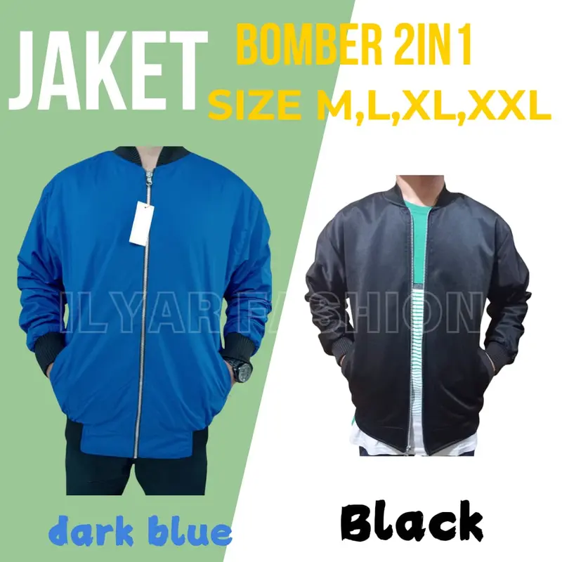 Jaket BOMBER _POLYESTER/Jaket Parasut Polos Pria Wanita/Bisa Di Pakai Bulak Balik/Size M L XL XXL 4
