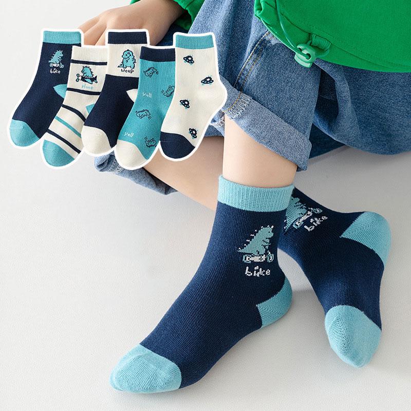 Product Introduction of 5 pairs Children's socks boys' autumn and winter cartoon medium tube socks school style spring  kids's socks 11