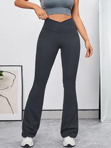 Leggings deportivos de cintura alta y pierna acampanada con control de abdomen, pantalones ajustados de campana para deporte, ropa deportiva para damas para todas las estaciones