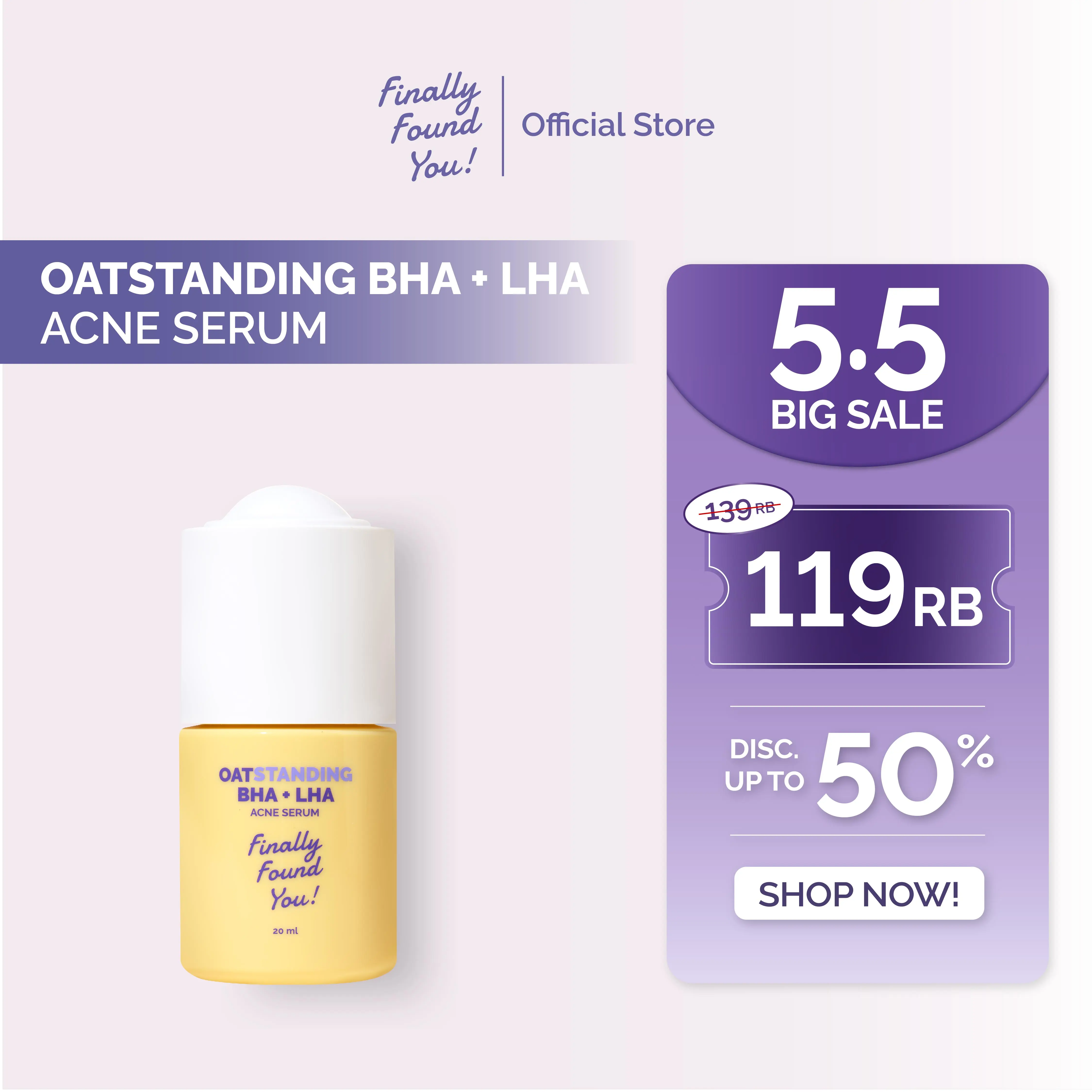 Finally Found You! OATSTANDING BHA + LHA Acne Serum - Serum untuk Merawat Kulit dan Melawan Bakteri Jerawat 20ml